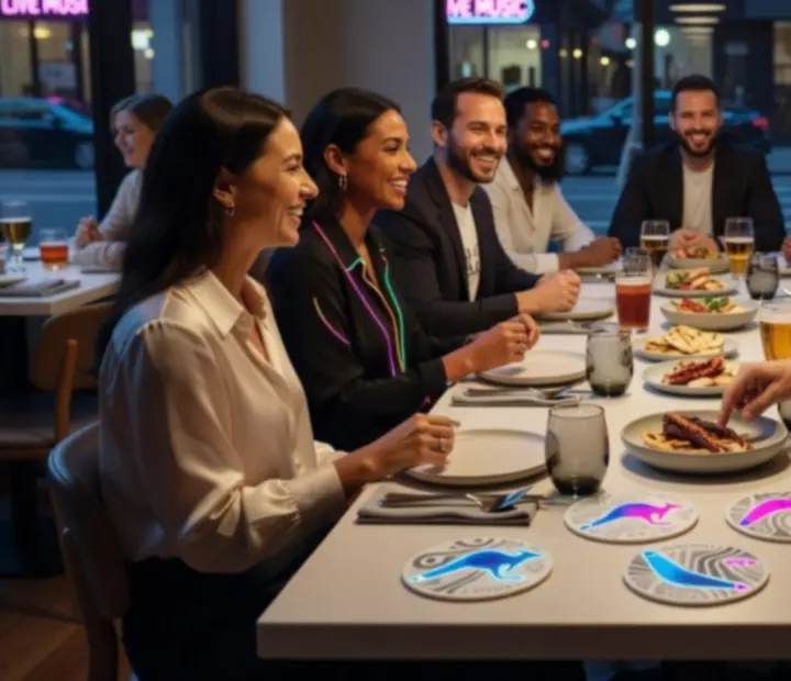 Symbolic chips set out on a social table ready for hosted play