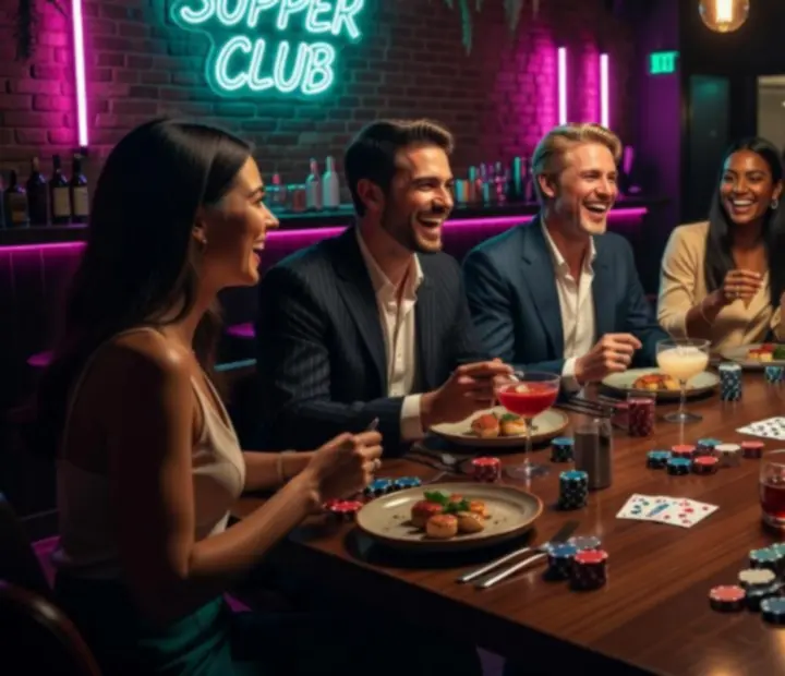 Private group table with nightlife atmosphere