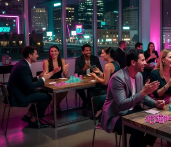 Urban nightlife crowd around a styled supper table